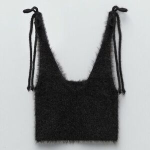Zara Black Fuzzy Crop Top